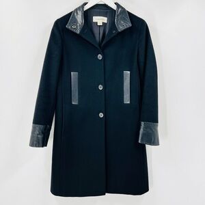 Calvin Klein Wool Cashmere Coat with Buttery Soft Leather Details Size 2